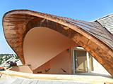 Íves tető készítése bádogozással, réz lemez fedéssel Hidegkúton